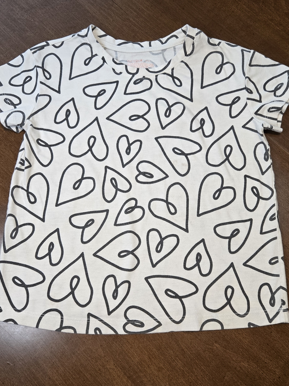 *SALE* Cat & Jack Girls T-Shirt Medium (8) White & Black Heart Print Crew Neck